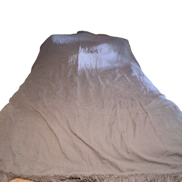 Wamsutta Vintage duvet cover queen gray linen + 2 shams ruffle - Picture 3 of 11